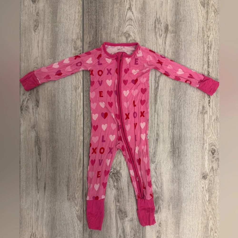 Little Sleepies Pink Heart Footies Pajamas